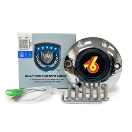 VSW S6 Chrome Horn Button Compatible with 6 Bolt Steering Wheel, Grand National Emblem, STE1036CHR