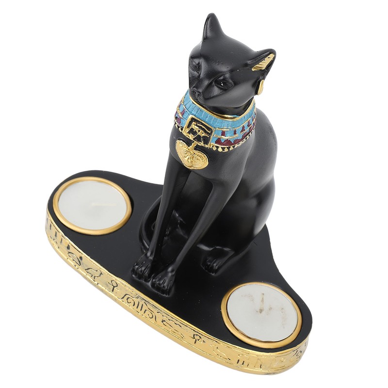Egyptian Cat Candle Holder Decorative Resin Egyptian Cat Candlestick Exquisite