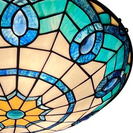 ARTZONE Tiffany Ceiling Lights, Stained Glass Ceiling Light 3-Lights 16 Inch Tiffany Flush Mount Ceiling Light for Bedroom Dining Living Room Entryway Foyer