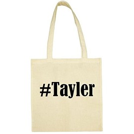 Social Network... # Taylor Hashtag Tote Bag School Bag Gym Bag 38 x 42 cm in Pink Blue Green Grey Yellow Red Black White Beige, beige