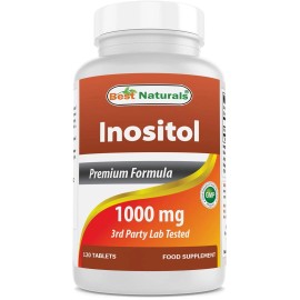Best Naturals 120 Count Inositol 1000 Mg B Complex Supplement Non Gmo Gluten Free Usa Made