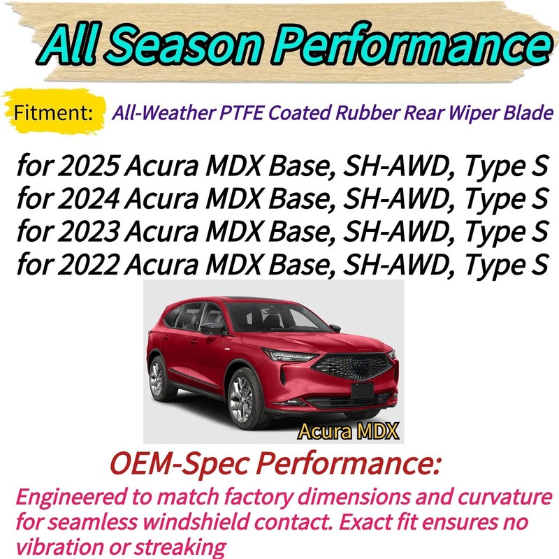 Rear Wiper Blade for Acura MDX 2022-2025 2023 2024| Exact