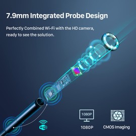 Wireless Endoscope, Wi-Fi Industrial Borescope with 6 LED Lights, 7.9mm Type-C USB Snake Camera, Waterproof IP67 Inspection Camera for OTG Android Phone & Ipad10 (5.5ft, Type-C Powered ONLY)