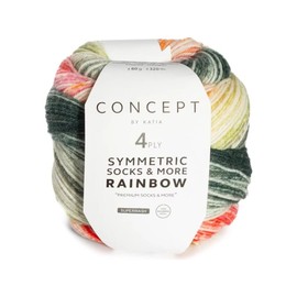Katia Concept - Symmetric Sock & More Yarn - Rainbow (52 - Green-Orange-Coral)