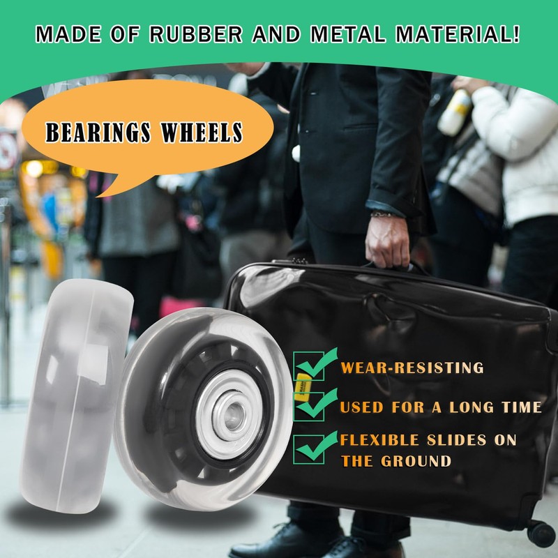 Luggage Suitcase Replacement Wheels 1.77" Diameter 4 Pcs 0.71" Thickness