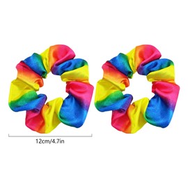 Rainbow Scrunchies, 2Pcs Rainbow Hair Scrunchies Pride Hair Ties Elastic Ponytail Holder for Women Girls Pride Party Supplies