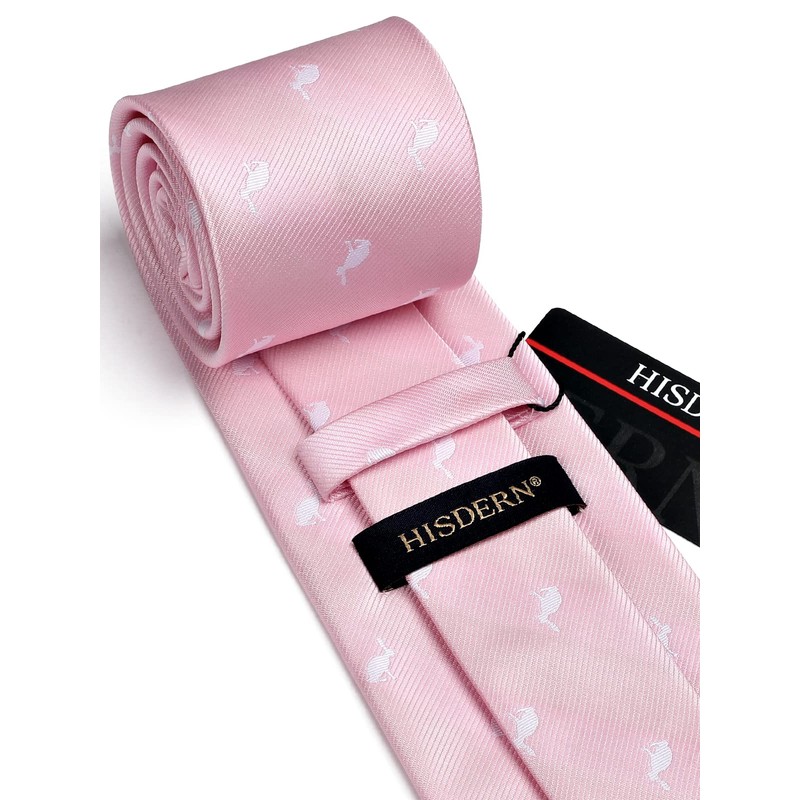 HISDERN Men's Ties Wedding Animal Pattern Handkerchief Classic Business Tie