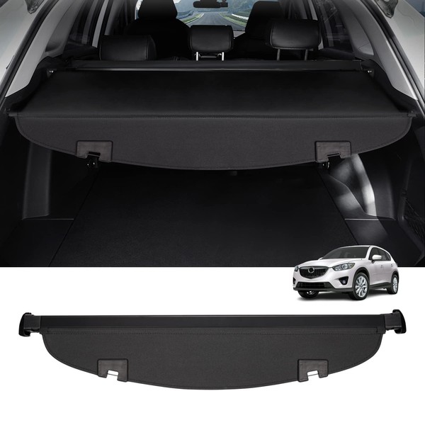 Powerty Compatible with Cargo Cover Mazda CX-5 2013-2016 Trunk Security Cover Retractable Shielding Shade Black No Gap