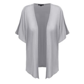 Urban CoCo Women's Lightweight Short Sleeve Kimono Cardigan Casual Dolman Coat Loose Cover Ups (Light Grey, L)