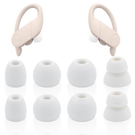 almohadillas para orejas de repuesto para auriculares inalámbricos Powerbeats Pro Beats, 4 pares D/L/M/S, 4 tamaños de almohadillas para orejas de silicona suave, también compatibles con puntas