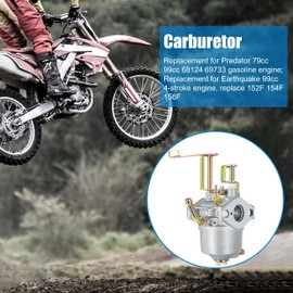 Eamonhigh 79cc Carburetor Replacement for Predator 98cc 99cc Engine, Carb for Coleman CT100U CC100X Mini Bike SK100 152F 154F 156F Go-Kart with Gaskets Fuel Line Filter Spark Plug