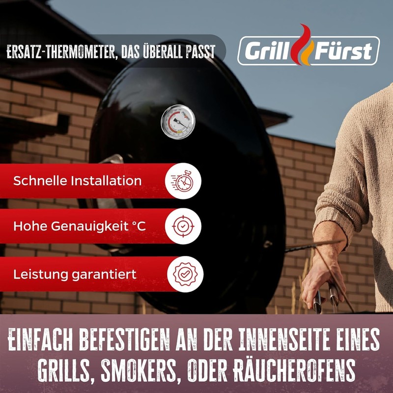 Grillfürst Therm 260 BBQ Lid Thermometer - Built-in Grill Thermometer