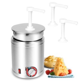 HORESTKIT Compact Stainless Steel Cheese Warmer, Hot Fudge Warmer 4.0t Hot Fudge Dispenser with PP Pump, Commercial 200W Sauce Dispenser, Ideal for Cheese, Caramel