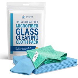 Claro Microfiber Glass Cleaning Cloths (8 Pack) | Streak-Free for Windows & Mirrors, Lint-Free for Cars, Polishing, Stainless Steel | Machine Washable
