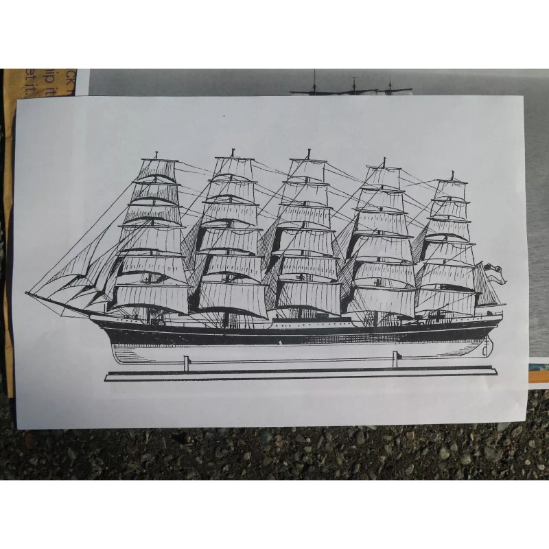 Unbranded Preussen sailing ship 5 master line drawings