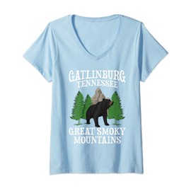 Womens Great Smoky Mountains National Park Gatlinburg Tennessee USA V-Neck T-Shirt