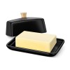 Ceramic Black Butter Dish and Lid Cover Butter Storage and