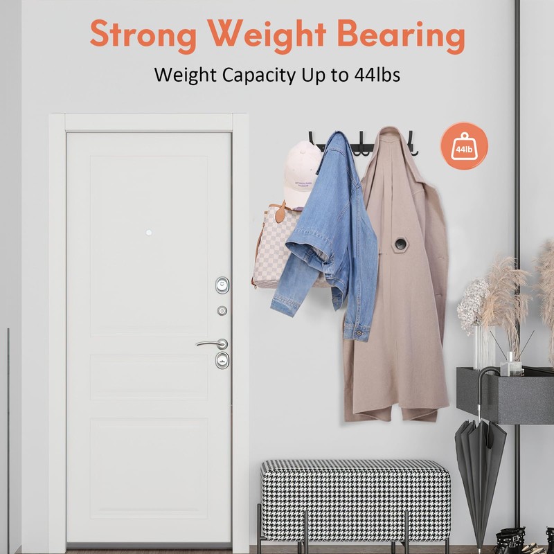 Optish Coat Rack Wall Mount, 2 Pack Coat Hooks Wall