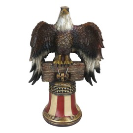 Independence Day American Glorious Bald Eagle Perching On Liberty Bell Figurine