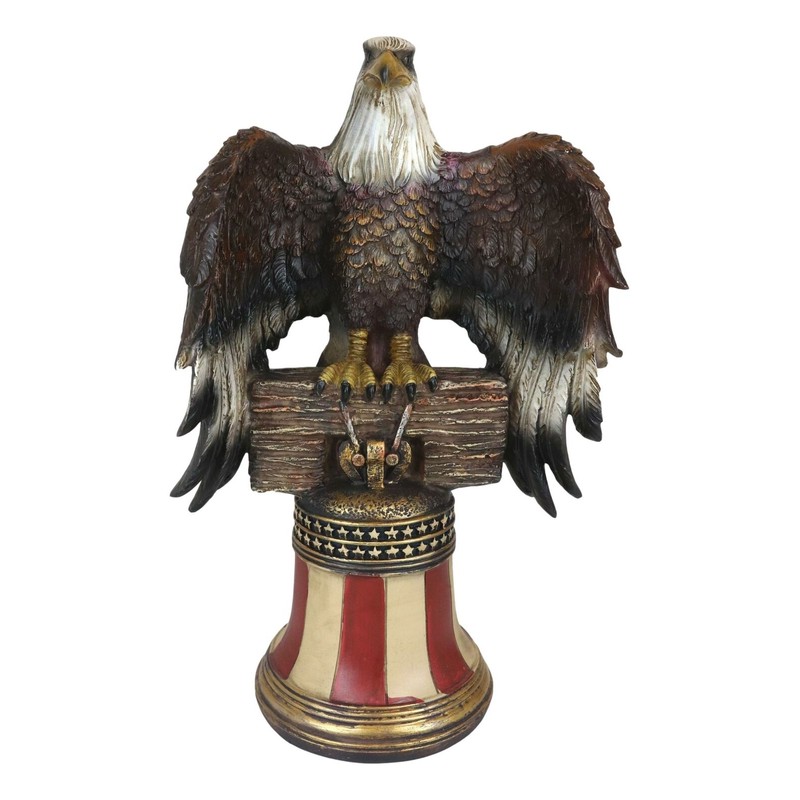 Independence Day American Glorious Bald Eagle Perching On Liberty Bell