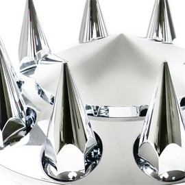 waltyotur 2 Front and 4 Rear with 33mm Spiked Screw On Lug Nut Covers Replacement for Semi Trucks Chrome ABS Plastic Axle Wheel Cover Set