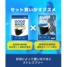 [DUEN] GOOD MASK Summer Sports Mask, Cool Feeling, 3-Piece Set, Unisex, Adjustable Drawstring, 3D Structure, Washable, Ears Painless, Regular (Gray)