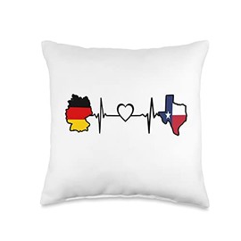German Texas Flag - Germany Texas Heartbeat Throw Pillow