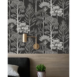 Lativo Forest Wallpaper Peel and Stick Wallpaper Boho Vintage Wallpaper Tree Wallpaper for Bathroom Contact Paper for Cabinets Self Adhesive Removable Wallpaper Leaf Modern Wallpaper 17.3’’×78.7’’