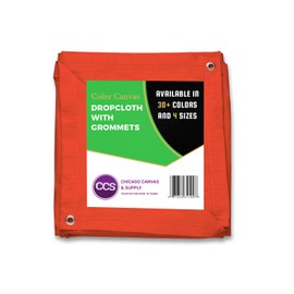 CCS Canvas Drop Cloth with Grommets – Heavy Duty Cotton Duck Cloth Tarp for Curtains, Backdrops, Painting – Washable & Reusable Floor Cover, Dust Sheet for Furniture (Orange, 10x12 Ft)