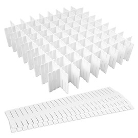 HOTUT Drawer Dividers Adjustable Drawer Storage Organizer, 16 PCS Grid Drawer Dividers, DIY Plastic Closet Separator for Clutter Kitchen Cutlery Dresser Makeup Tools Socks Office Desk Bedroom - White