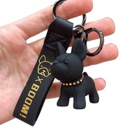 Frogsnout Keychain, Dog, French Bulldog Charm, Women's, Men's, Key, Home, Car, Bag Charm, Keychain, Key Ring, Belt Included, Cute Decoration, Gift, Black
