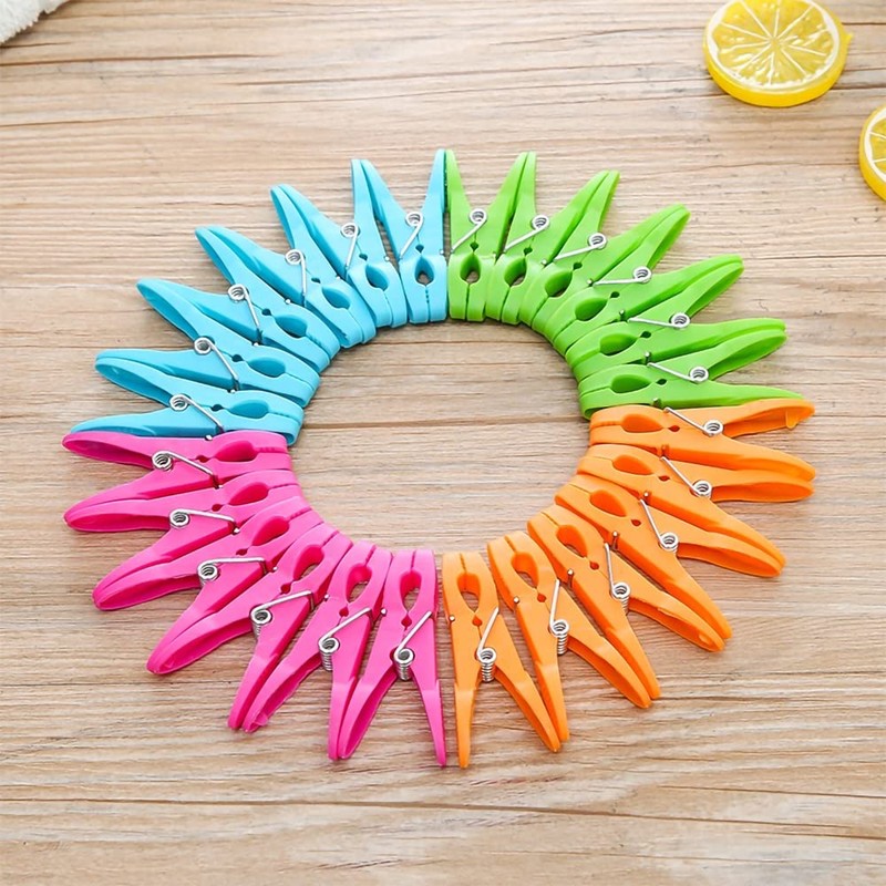Living Today 24PCS Plastic Clothespins, Colorful Strong Clothing Pin Set,