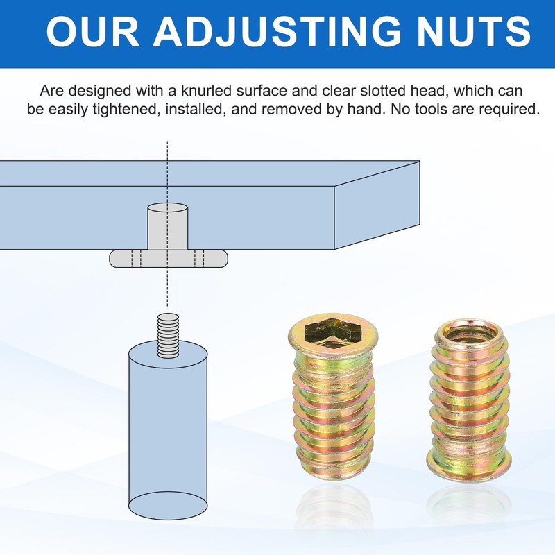 sourcing map 18Pcs Threaded Inserts Nuts, M10x30mm Hex Socket Drive