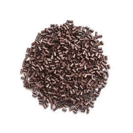 500pcs Hari Extensions Copper Tubes Micro Rings Links Beads for Stick Hair Extensions 3.4x3.0X6.0mm (Brown)