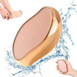 Glass Foot File Callus Remover, Crystal Pedicure Foot Scrubber for Travel Use, Portable Handheld Sized Foot Scraper for Cracked Heel - Shinning Golden