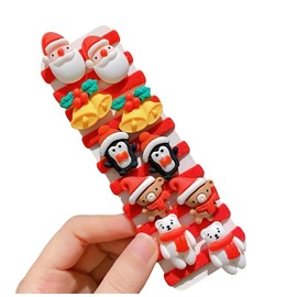 Sweet Christmas Hair Rings, Set of 10 (SET 1, 10 pieces)