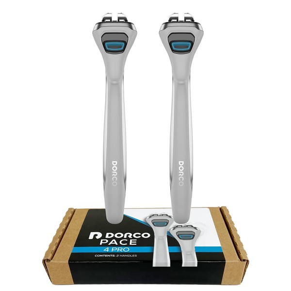 Dorco Pace 4 Pro - Four Blade Razor Shaving System - 2 Replacement Handles (Handles Only)