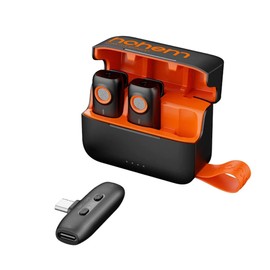 hohem MIC-01 Wireless Lavalier Microphone for iOS/Android (2 Transmitters + 1 Receiver + Charging Case for Andriod, Black)