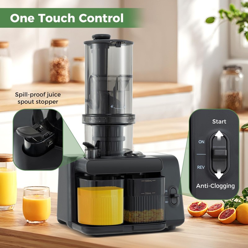 CHEFJOY Cold Press Juicer, 5.3" Wide Feed Chute Easy to
