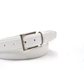 Mens 30mm (1.25") Suit Trouser Feather Stitched Leather Belt White Large