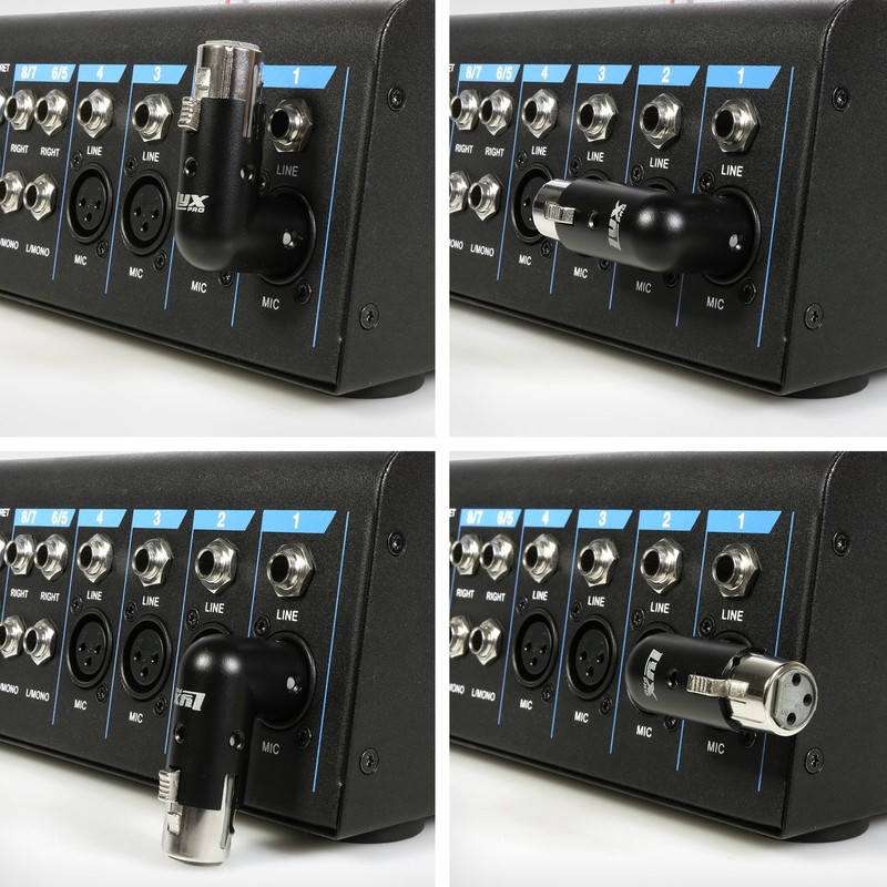 LyxPro XLR アングルアダプター デュアルオスとメスは左右4つの異なる角度に配置でき、90度に配置でき、他のアプリケーションと干渉するミキサーに最適です。