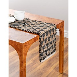 Unique Loom Chindi Jute Collection Area Rug (1' 2" x 5' 1" Table Runner Black/Natural)