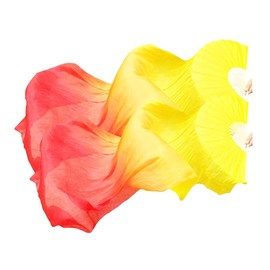 Hitopin 1 Pair Belly Dance Silk Fans, Chinese Dance Fan Veil, 180cm Length Dancing Fan, Props Silk Fan, Silk Belly Dance Fan Veil, Dancer Practice Long Imitation Dance, Gifts for Dancers