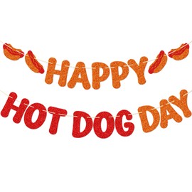 Hot Dog Day Banner, Hotdog Bar Decorations, National Hot Dog Day Party Decorations