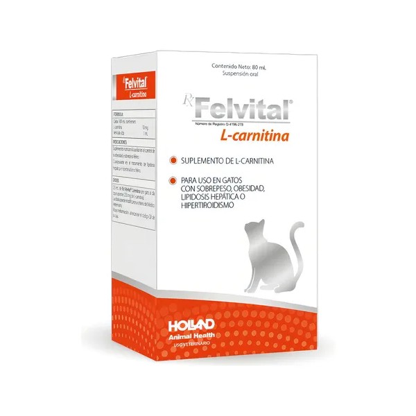 Holland Felvital L-carnitina 80 Ml Gatos Sobrepeso Lipidosis