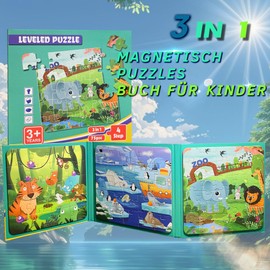 LUMIN TUTU Magnetic Puzzle from 3 Years, 20/25/30 Pieces Children's Puzzle 3-in-1 Magnetic Puzzle & Magnetic Game from 2 3 4 5 Years, Travel Games, Educational Toy and Small Gifts for Children (Wild