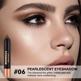FeiCuiYun Monochrome Cream Shimmer Glitter Eyeshadow Pencil Stick for Women, Shimmer Dark Brown Eye Shadow Eyeliner Pencil Sticks Makeup, sombras para ojos, Waterproof, Vegan & Cruelty-Free, 06#