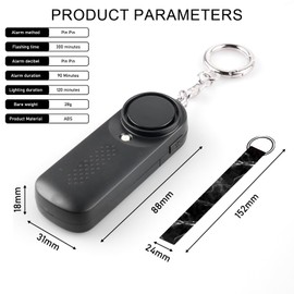 Pack of 2 Personal Alarm, 130 dB Safety Key Ring with Strobe Light, Siren for Women, Shrill Alarm with 2 Neoprene Hand Straps, Pocket Alarm for Women, Seniors, Children (Black)