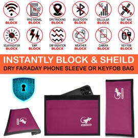 GECKO TRAVEL TECH Pink Nylon Faraday Bag - Signal Blocker for Cell Phone, Car Key FOB, Data Privacy (PINK - NYLON)