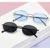 WDZAYXC Retro Oval Sunglasses for Men and Women, silver/blue